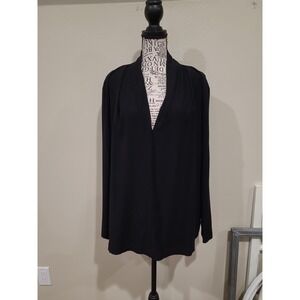 Universal Standard Womens SZ 18/20 M ‎ black popover Tunic Top V neck lagenlook